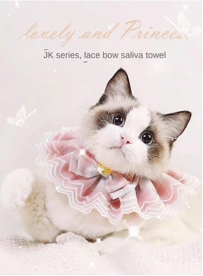 KittuPet منديل كيتو بيت للكلاب والقطط، طوق لطيف للكلاب والقطط بربطة عنق، منديل ناعم قابل للتعديل للقطط والكلاب الصغيرة، وشاح عيد ميلاد للجراء والقطط الصغيرة، وشاح دانتيل للقطط والكلاب، إكسسوارات منديل للحيوانات الأليفة (وردي) كبير - Image 5